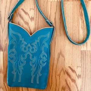 🧡 2/$30 Unique Teal Leather Boot Purse